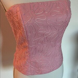 cotton / silk pink corset bustier top w/ boning gorgeous J. McLaughlin.